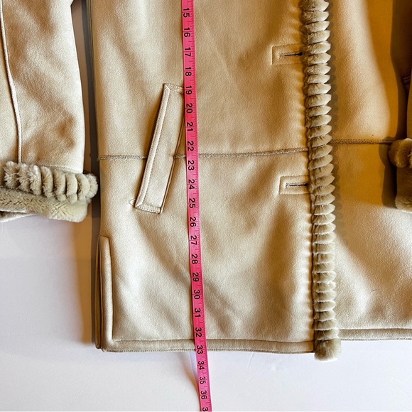 Faux Suede Ranch Sherpa Teddy style coat Faux Fur Lining Size M/L Liz Claiborne - Picture 15 of 15